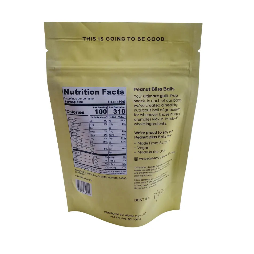 Wattle Peanut Bliss Bites Nutritional Panel