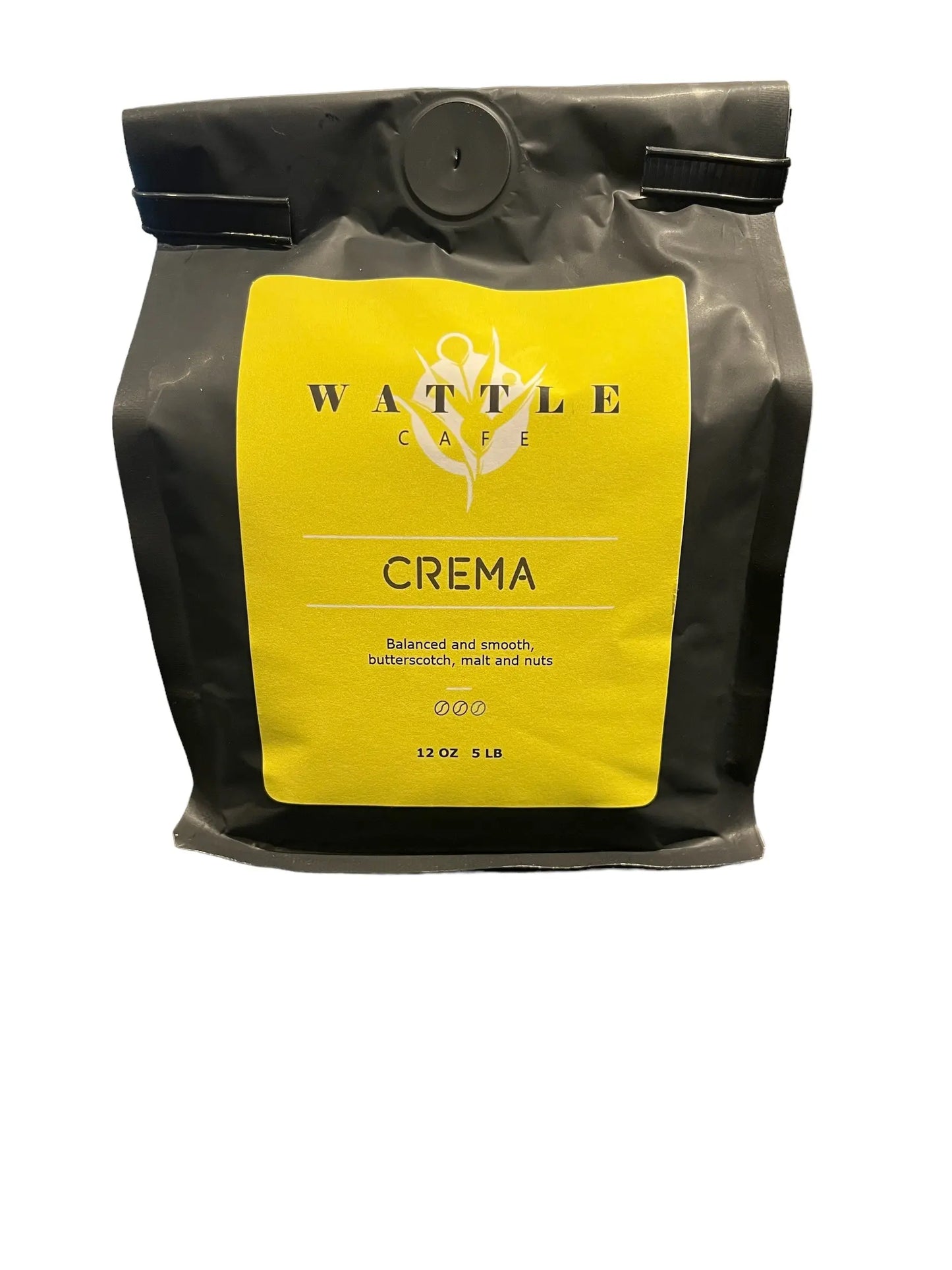 Wattle Cafe retail coffee bag front on white background