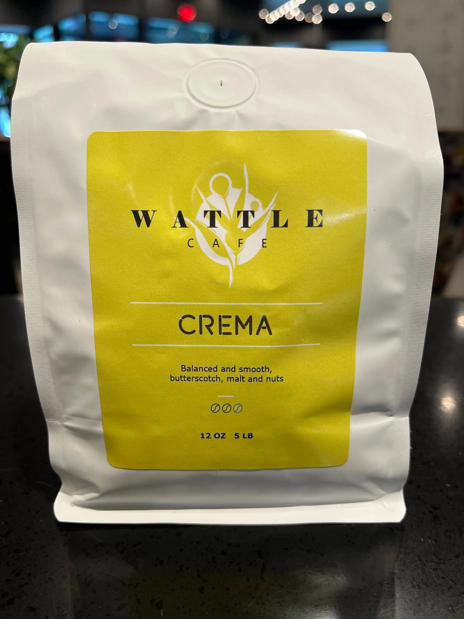 Wattle Cafe retail coffee bag front