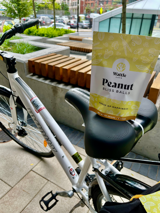 Wattle Bliss Balls on a Bike